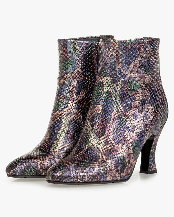Ankle boot metallic print pink