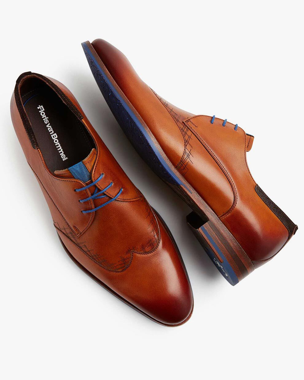 Veterschoen heren Veterschoen kalfsleer cognac Cognac Floris van Bommel Official
