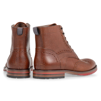 Leather brogue lace boot cognac