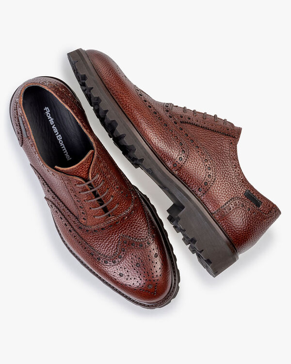 Lace shoe printed leather cognac