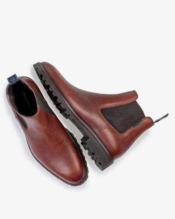 Chelsea boot geprint leer cognac