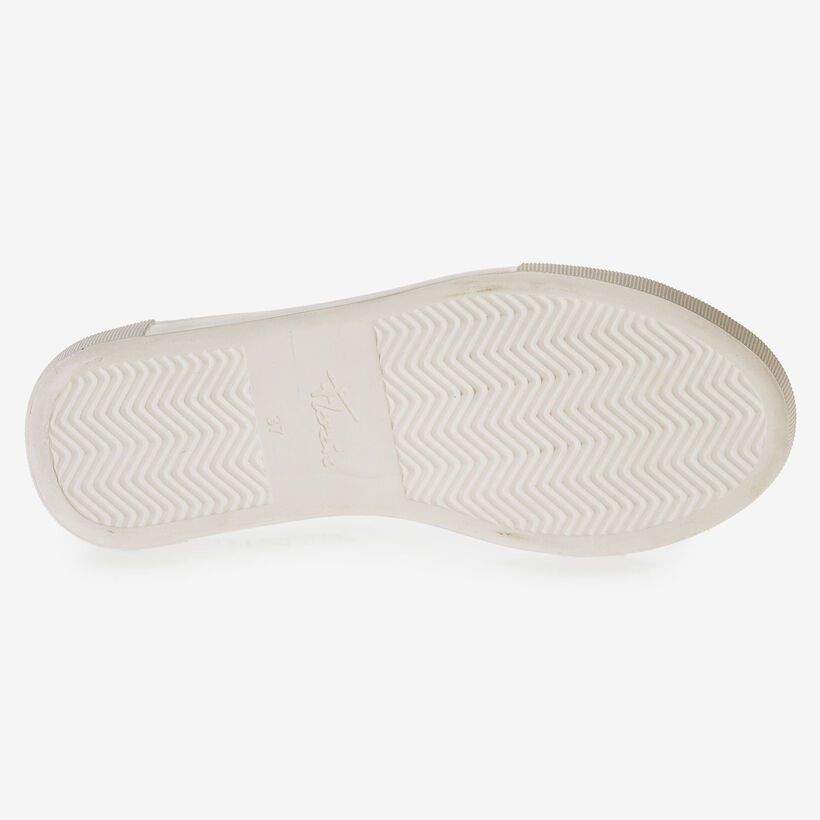 Witte leren sneaker met zwarte print