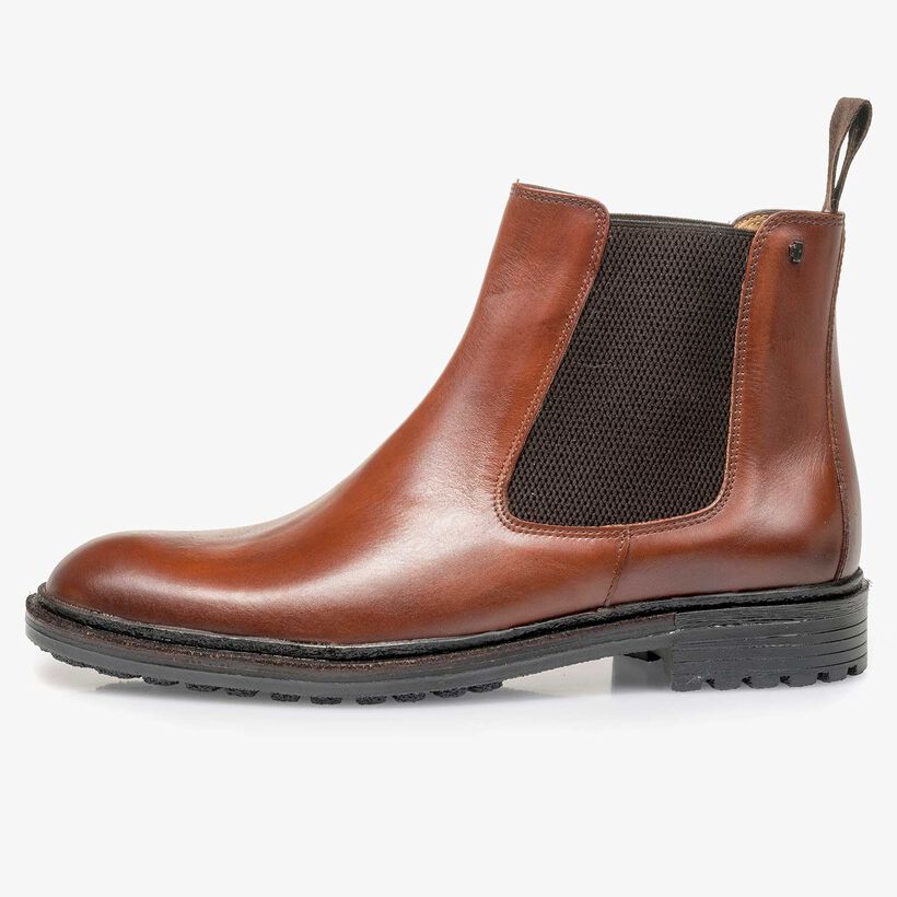 Cognac-coloured calf leather Chelsea boot