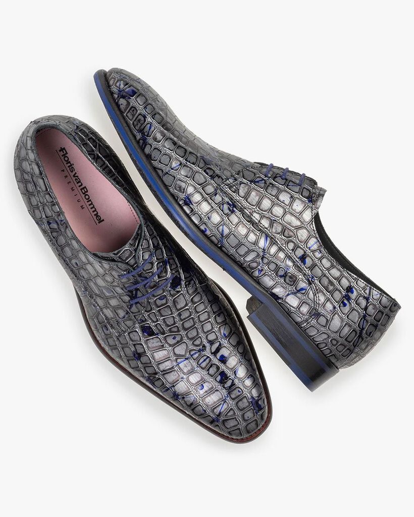 Veterschoen metallic grijs