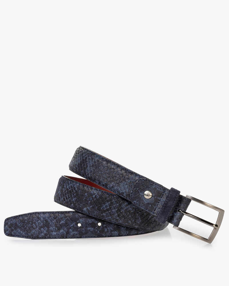 Belt nubuck leather dark blue