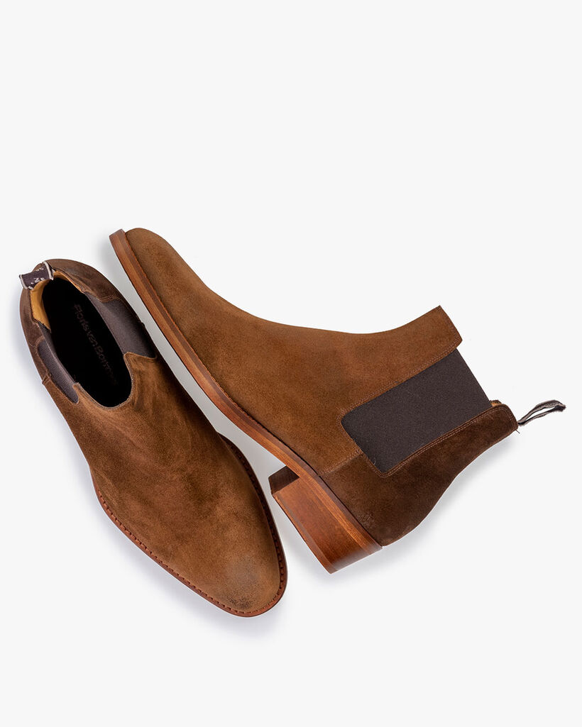 Chelsea boot su&egrave;de cognac