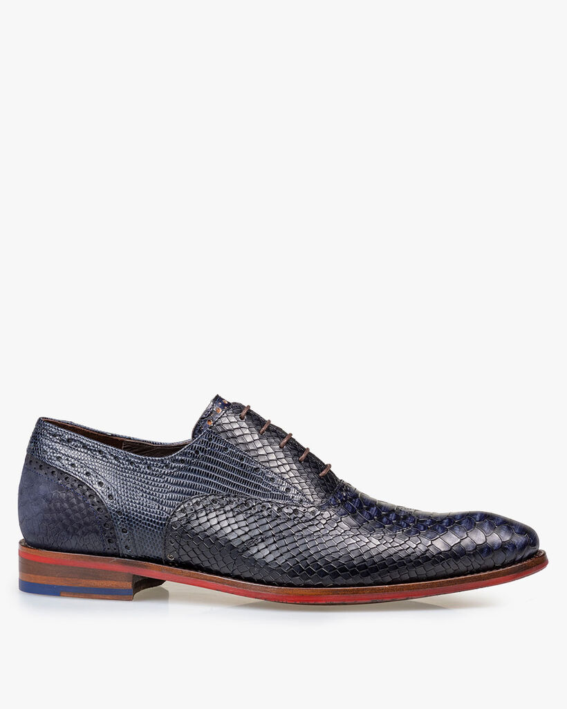 Lace shoe printed leather blue