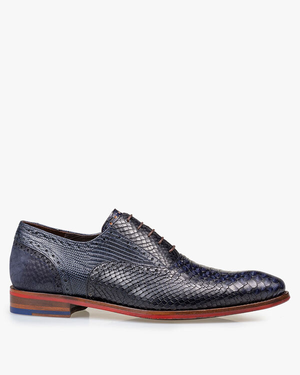Lace shoe printed leather blue