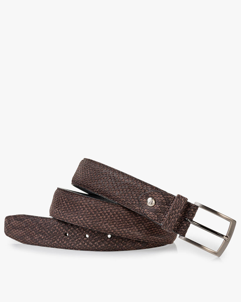 Belt nubuck leather dark brown