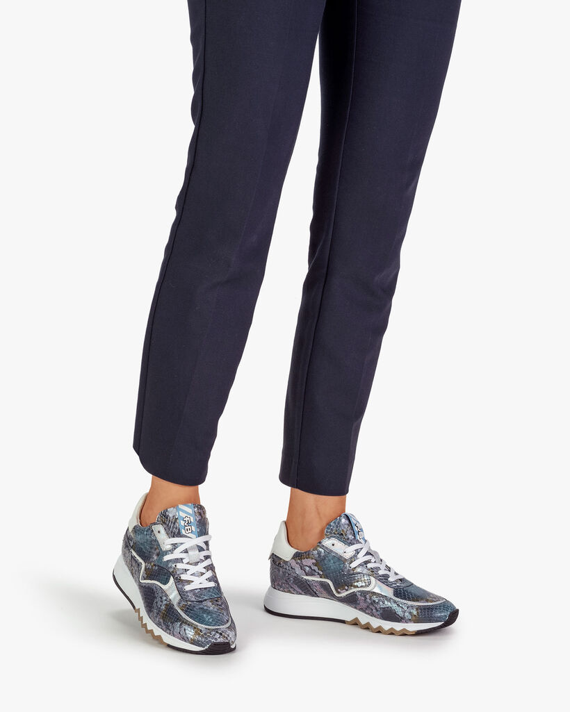 Nineti geprint leer blauw