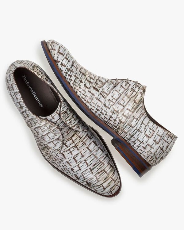Veterschoen met print off-white