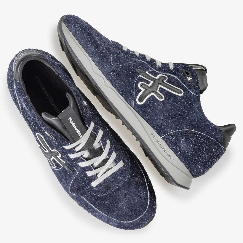 Blue Sneaker made of rough-haired suede leather