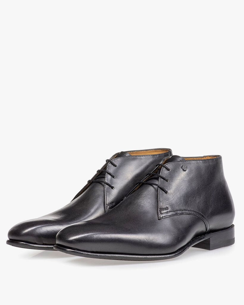 Kalfsleren veterschoen zwart