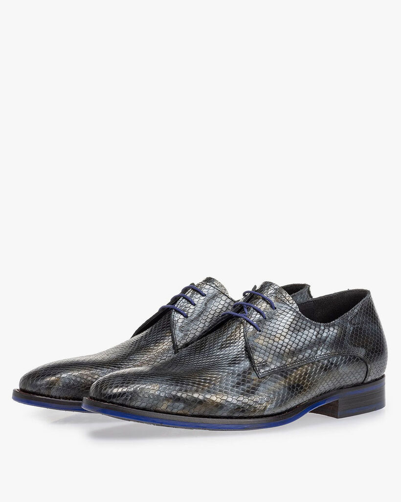 Veterschoen metallic grijs