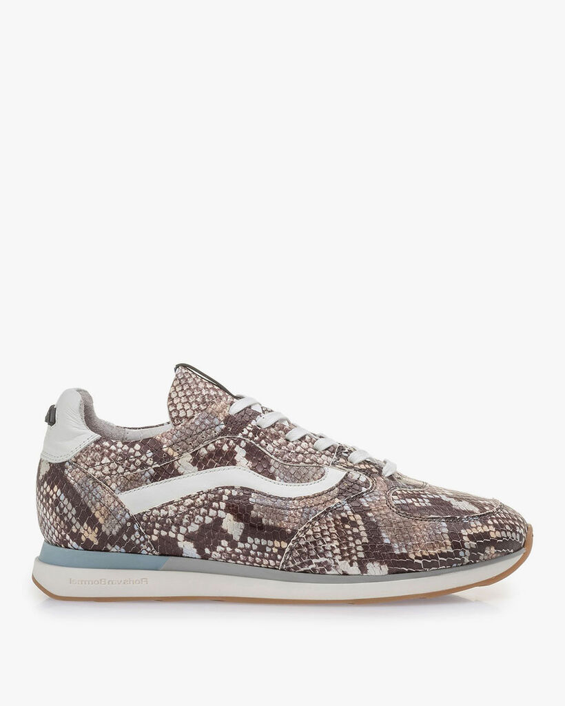 Bruin/witte sneaker snakeprint