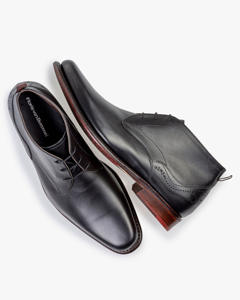 Veterboot kalfsleer zwart