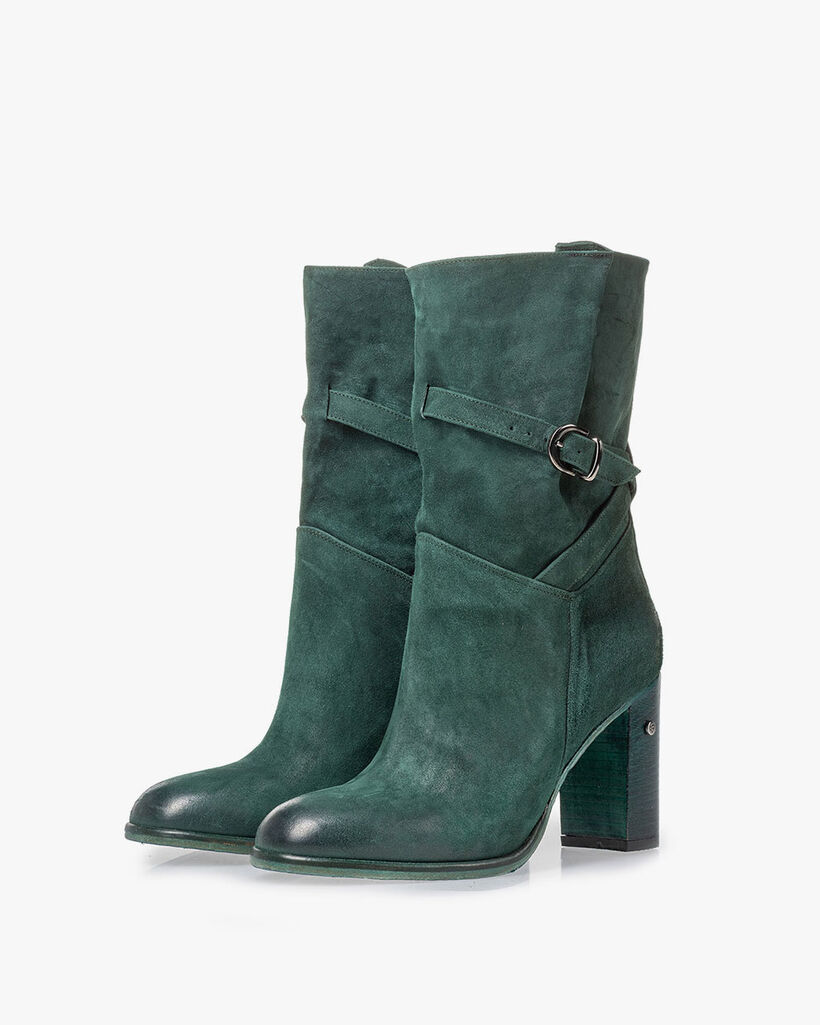 Halfhoge laars su&egrave;de petrol