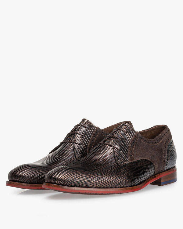 Veterschoen metallicprint brons