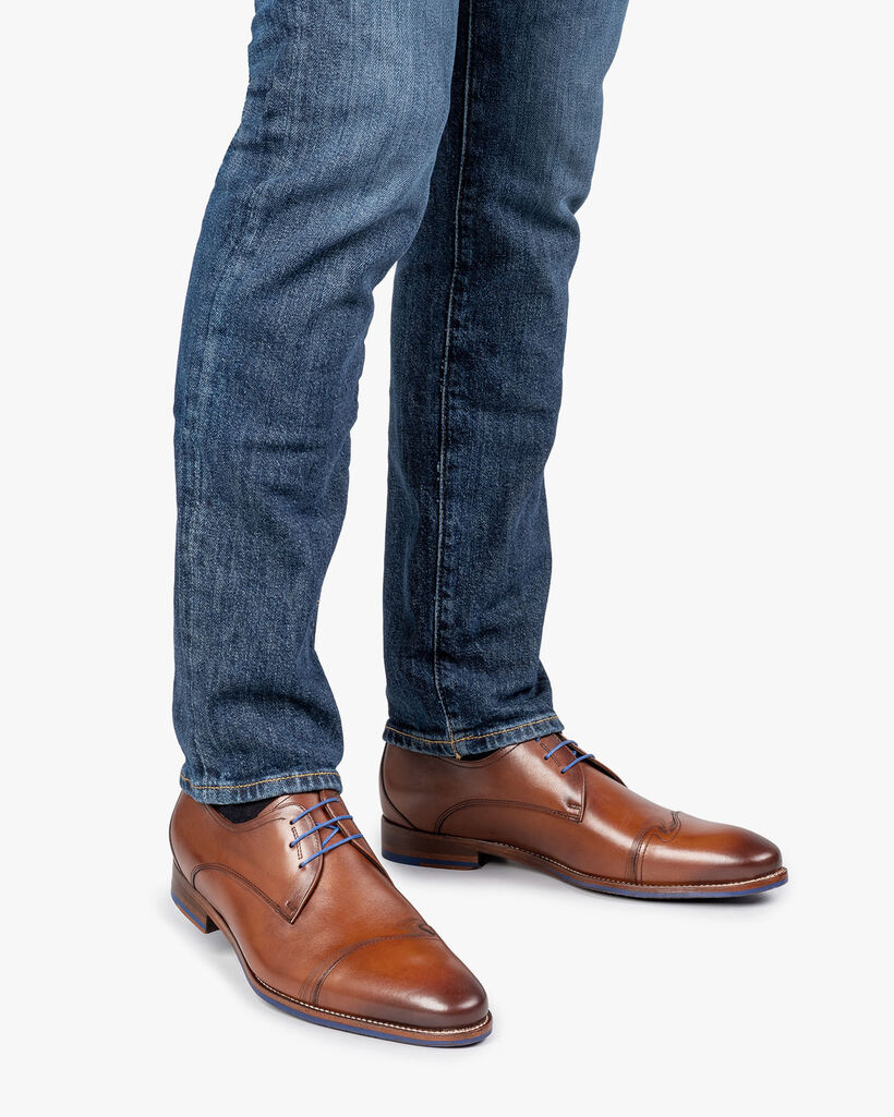 Veterschoen kalfsleer cognac