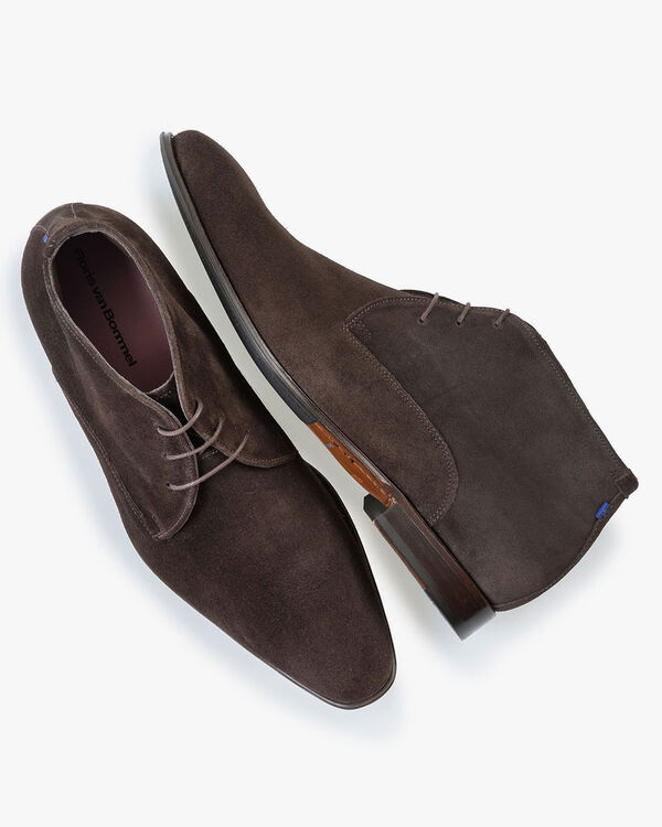 Lace boot brown suede leather