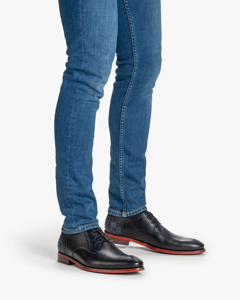 Veterschoen kalfsleer zwart