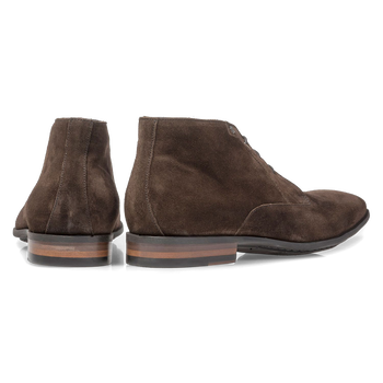 Dark brown suede leather lace boot