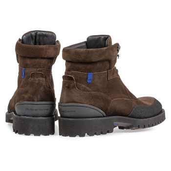 Lace boot brown suede leather