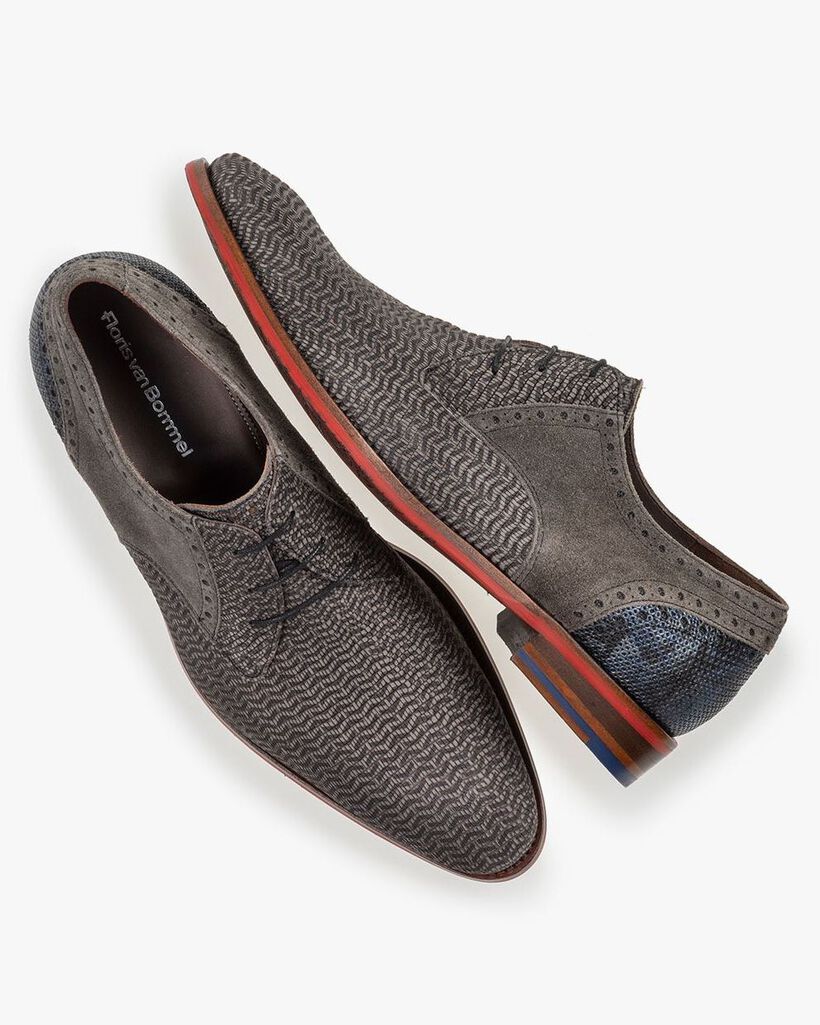 Lace shoe nubuck leather taupe