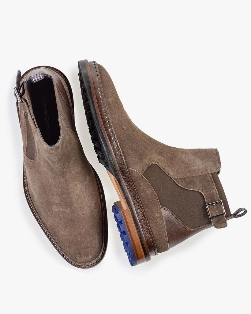 Chelsea boot su&egrave;de donker taupe