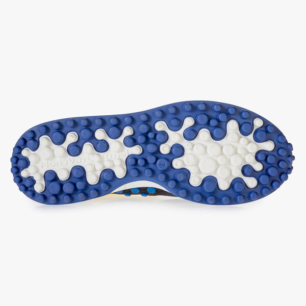 Multi-color su&egrave;de sneaker met gele details