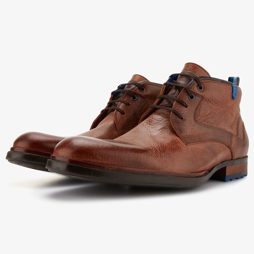 Floris van Bommel cognac leren heren veterboot