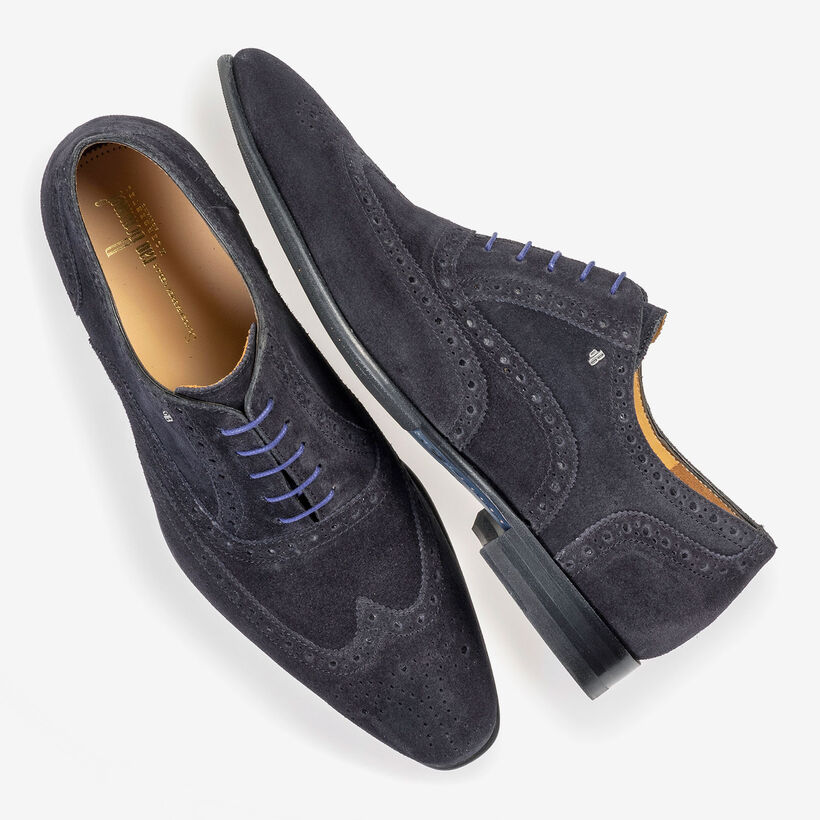 Donkerblauwe su&egrave;de brogue