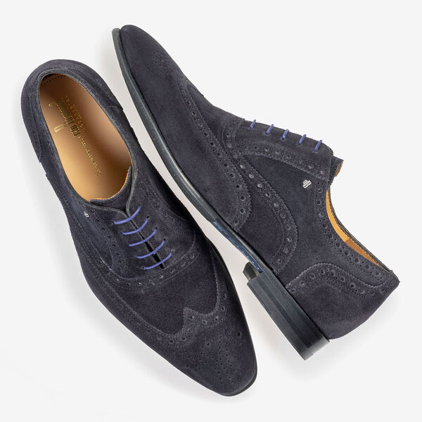 Donkerblauwe su&egrave;de brogue