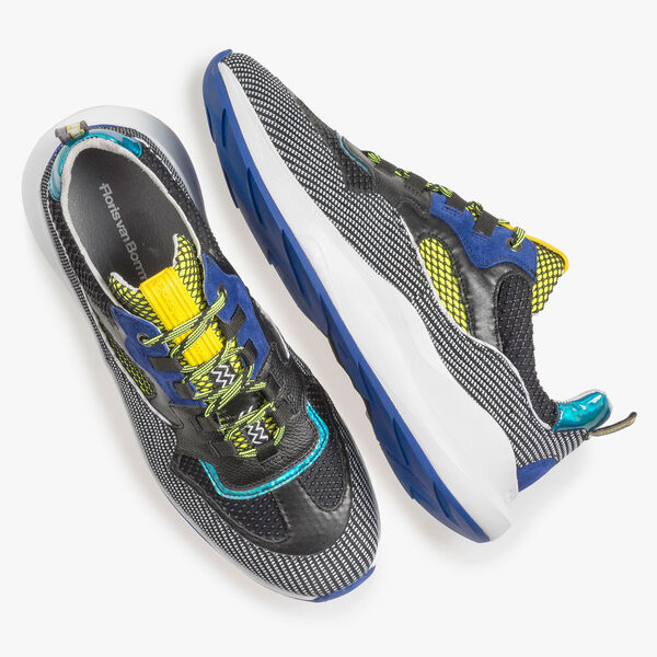 Premium su&egrave;de sneaker blauw/geel