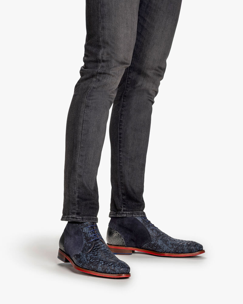 Veterboot nubuckleer donkerblauw