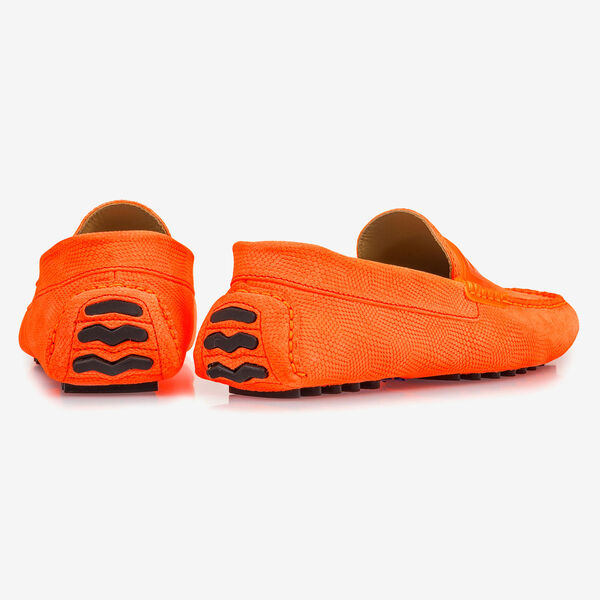 Premium leren mocassin fluor oranje