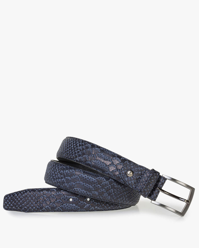 Dark blue belt with snake print