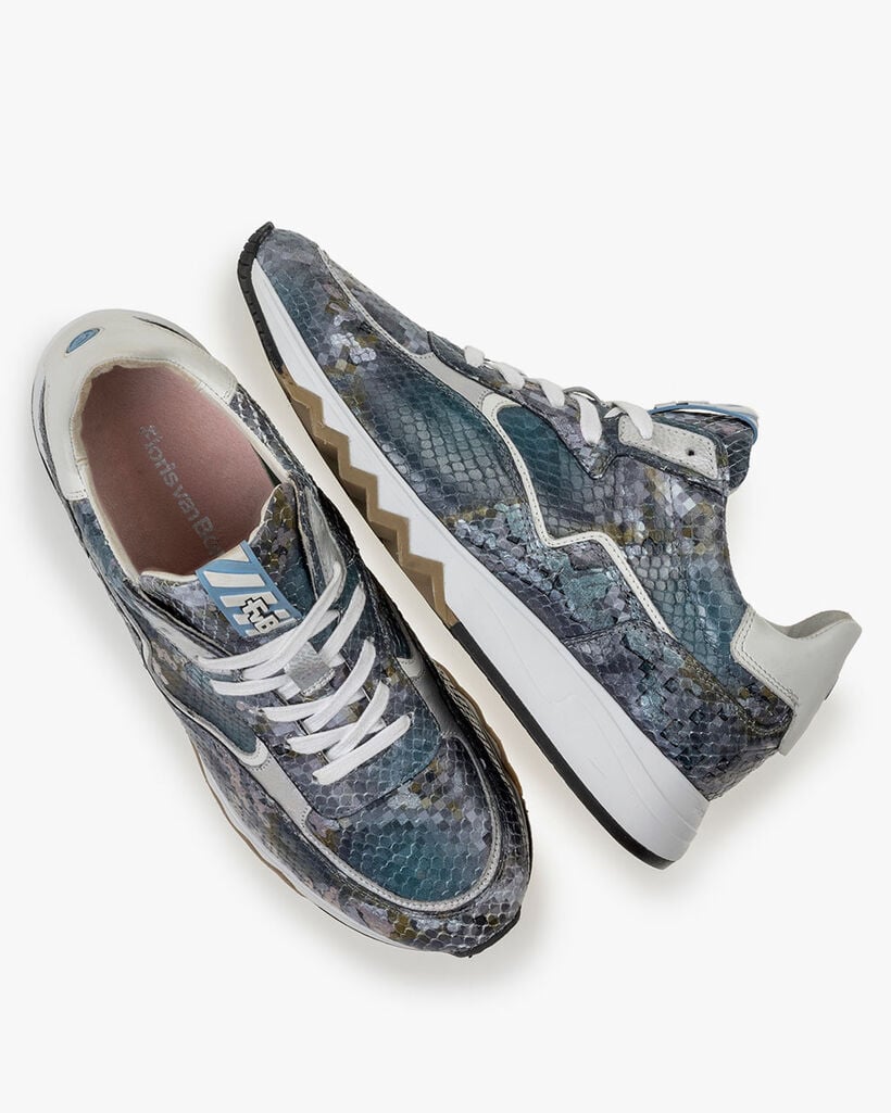 Nineti geprint leer blauw