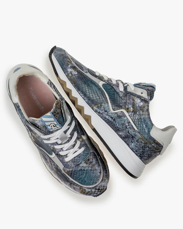 Nineti geprint leer blauw