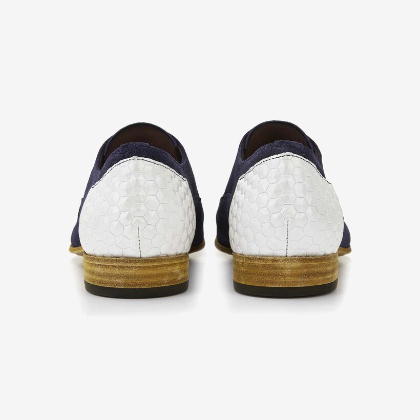 Floris van Bommel men's lace-up shoe in denim blue suede