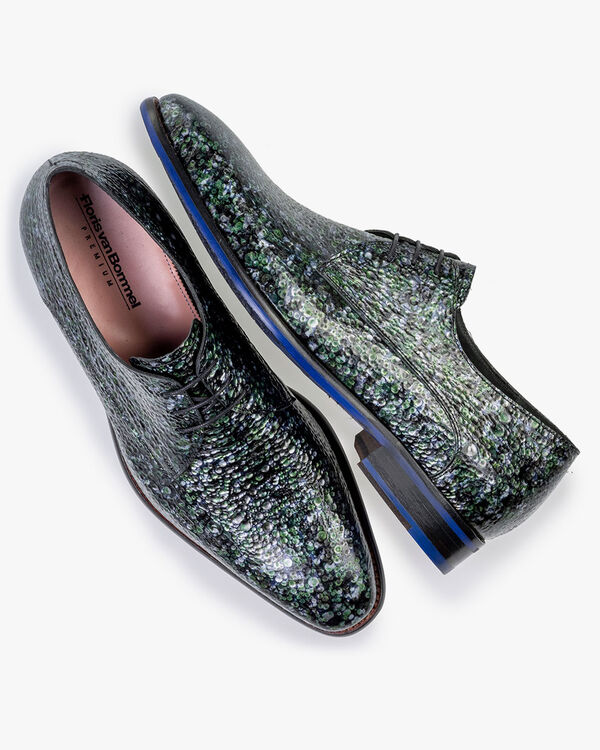 Veterschoen metallicprint groen