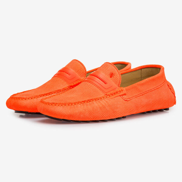 Premium leren mocassin fluor oranje