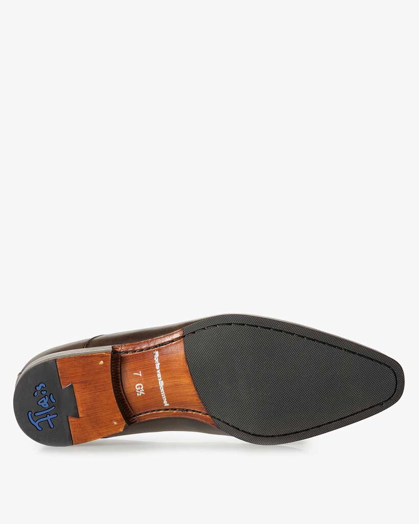 Lace boot calf leather dark brown