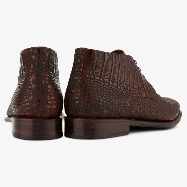 Floris van Bommel brown/black leather men’s lace boot with crocodile print