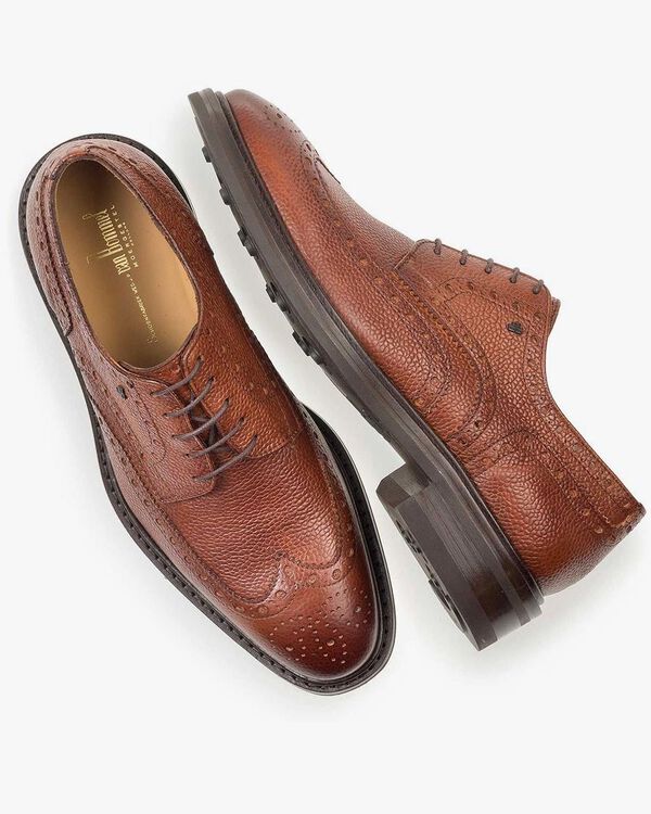 Leren brogue veterschoen cognac