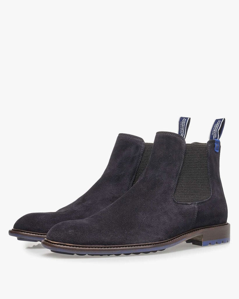 Dark blue suede chelsea boot