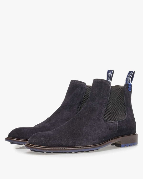 Dark blue suede chelsea boot