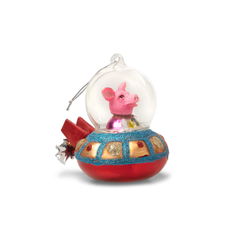 Giftbox Christmas bauble 'Pig in Ufo'