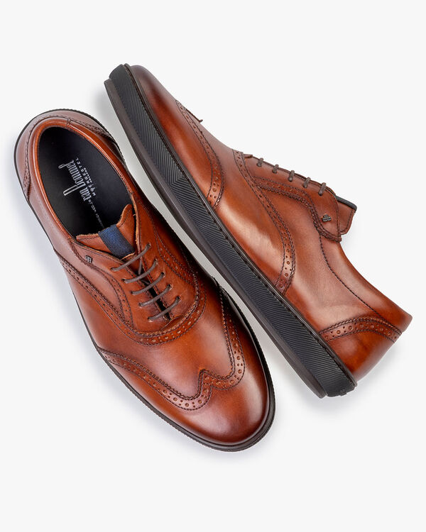 Sneaker kalfsleer donker cognac