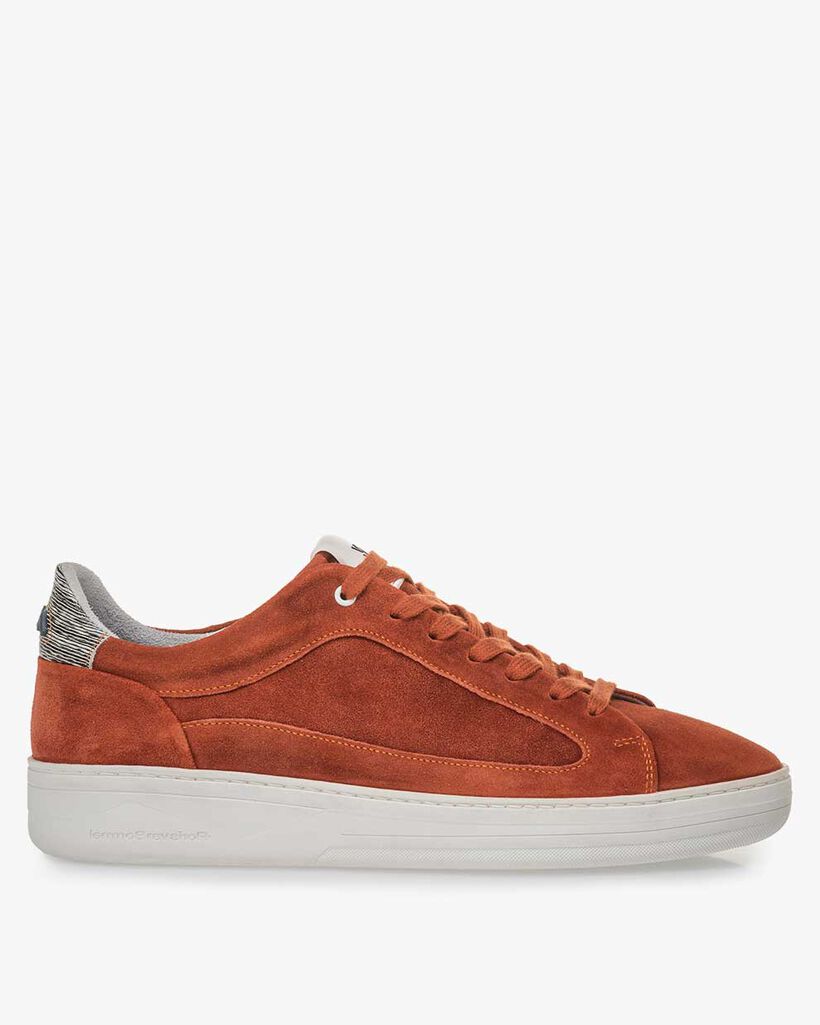 Oranje/rode su&egrave;de sneaker